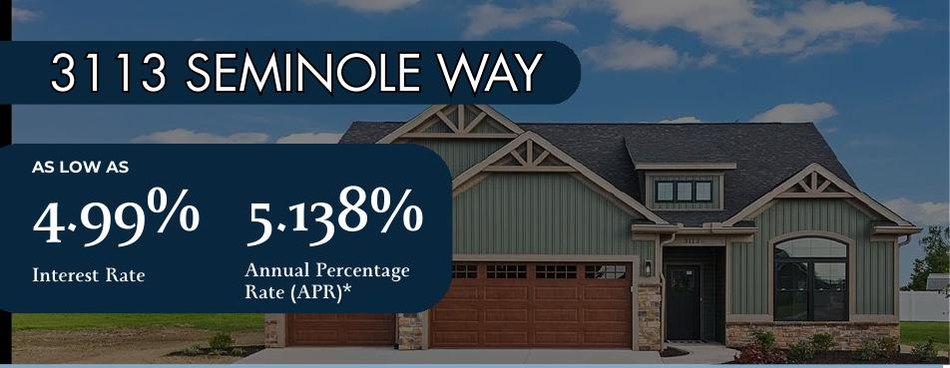 3113 Seminole Way, Piqua OH, the Appleton by Maplewood Contractors, builder rate offer flyer